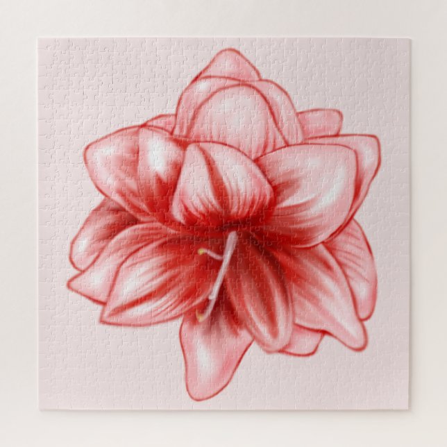 Quebra-cabeça Amarilis branco e rosa ilustrados (Vertical)