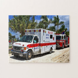 Quebra-cabeça ambulância e caminhão de bombeiros