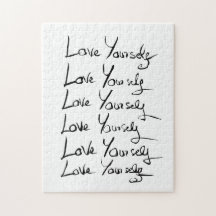 Ame-se! Citação de caligrafia motivacional