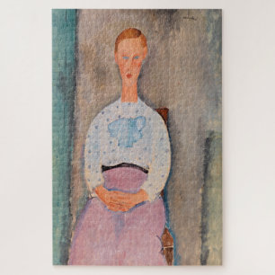 Quebra-cabeça Amedeo Modigliani - Garota com uma blusa Polka-Dot
