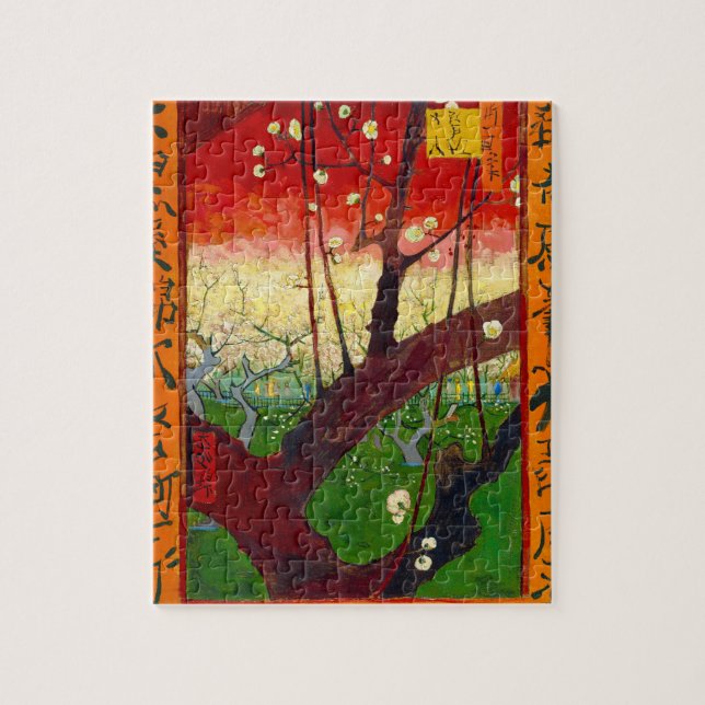 Quebra-cabeça Ameixeira em Flor de Van Gogh segundo Hiroshige (Vertical)