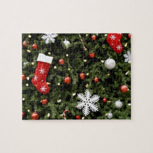Quebra-cabeça America do Norte. Decorações do Natal na árvore