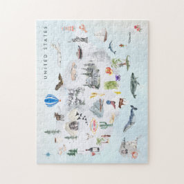 Quebra-cabeça América | Mapa Ilustrado dos EUA