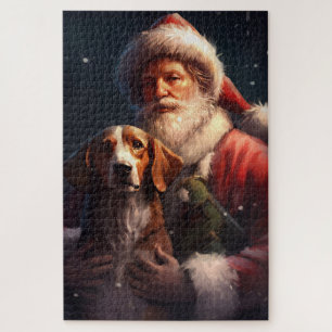 Quebra-cabeça American English Foxhound Santa Claus Natal