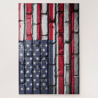 Quebra-cabeça American Flag, Flag on Bricks Jigsaw Puzzle