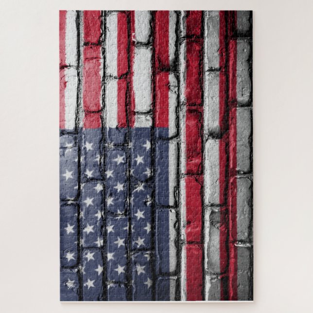 Quebra-cabeça American Flag, Flag on Bricks Jigsaw Puzzle (Vertical)