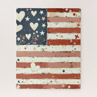 Quebra-cabeça American Flag Folk Art Puzzle