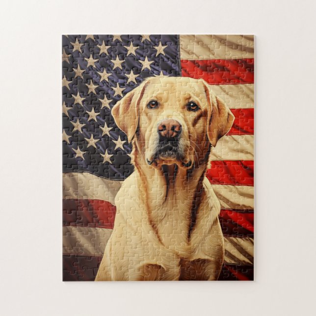 Quebra-cabeça American Flag Labrador (Vertical)