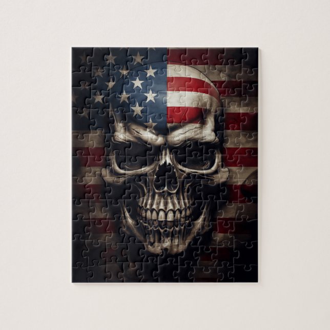 Quebra-cabeça American Flag Skull (Vertical)