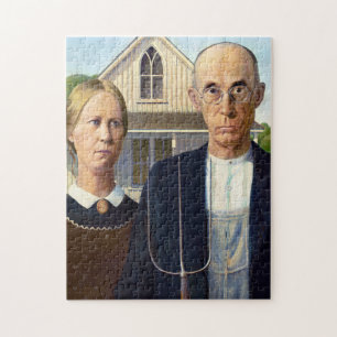 Quebra-cabeça American Gothic Classic Painting Grant Wood