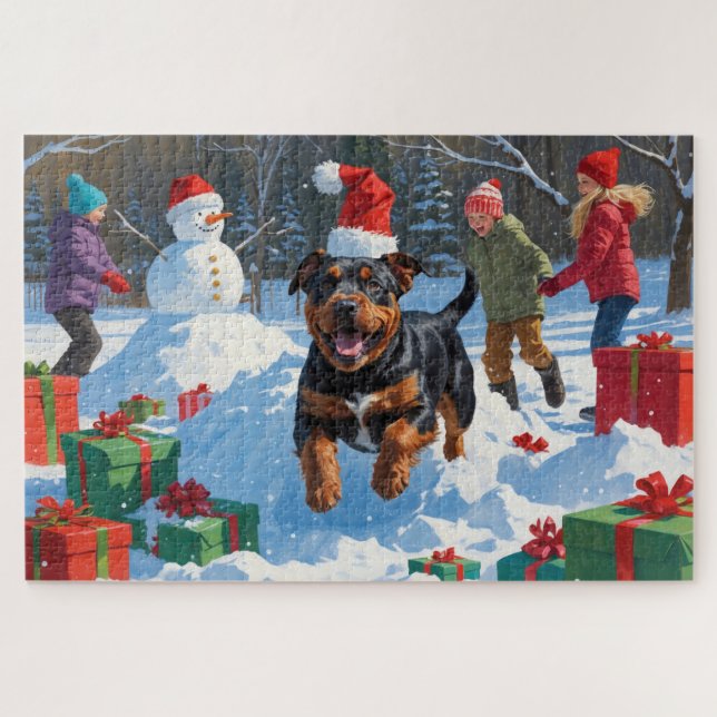 Quebra-cabeça American Staffordshire Christmas FESSnow (Horizontal)