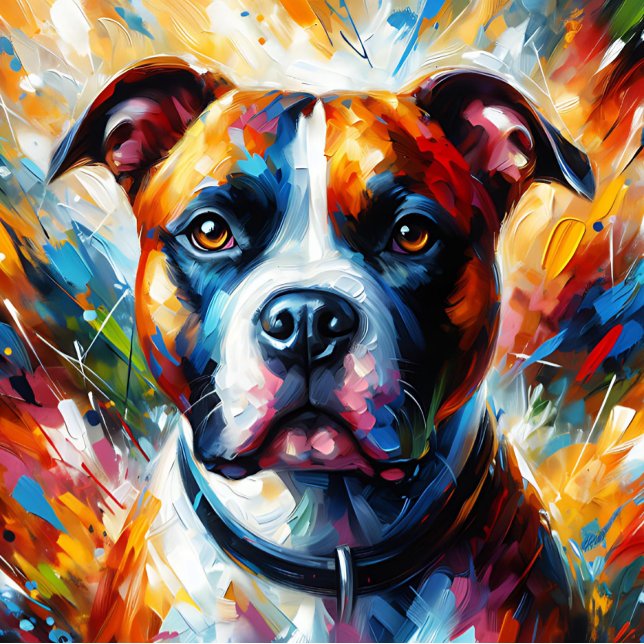 Quebra-cabeça American Staffordshire Terrier Acrylic Art Impress (American Staffordshire Dog Terrier Acrylic Art Print)