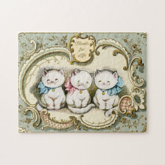 Quebra-cabeça Amigos do gatinho para a Reprodução da Vintage