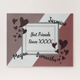 Quebra-cabeça Amizade Longa do Coração Vermelho Brilhante e Amiz