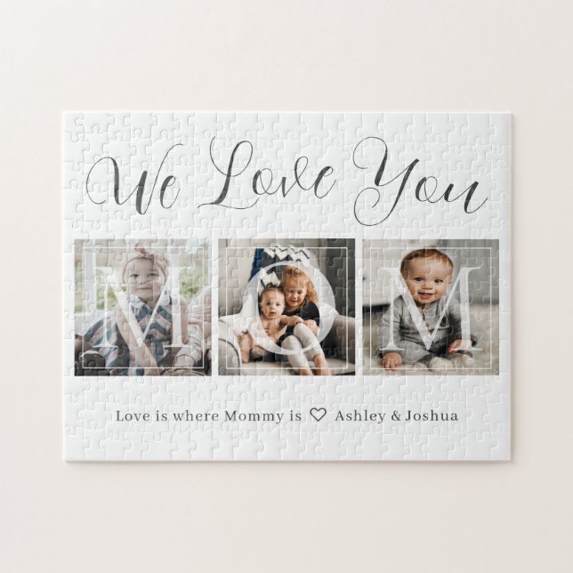 Quebra-cabeça Amo-Te A Colagem Fotográfica Da Mãe (Horizontal)