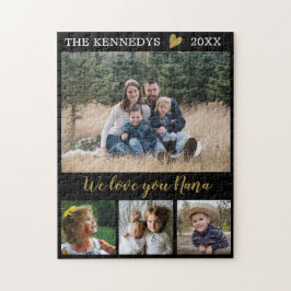 Quebra-cabeça Amo Você Nana 4 Family Photo Collage Black