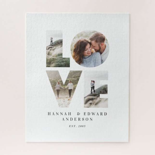 Quebra-cabeça Amor 4 foto simples presente personalizado moderno (Vertical)