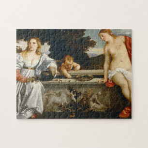 Quebra-cabeça Amor Amor Sacro e Profano de Tiziano Cupido Vênus