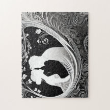 Amor preto e branco em reverso: Casal Silhueta