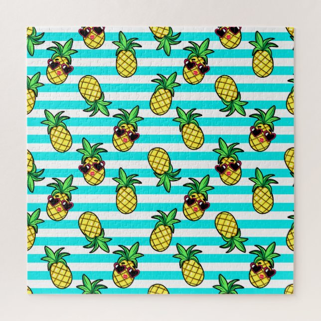 Quebra-cabeça Ananases Tropicais: Padrão de óculos Solares Retro (Vertical)