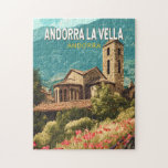 Quebra-cabeça Andorra la Vella Viagem Art Vintage<br><div class="desc">Andorra la Vella retro vetor viagem design. Andorra la Vella é a capital de Andorra,  nas montanhas dos Pirenéus entre a França e a Espanha.</div>
