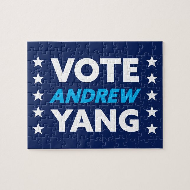 Quebra-cabeça Andrew Yang Nova Iorque Mayor Stars Blue (Horizontal)