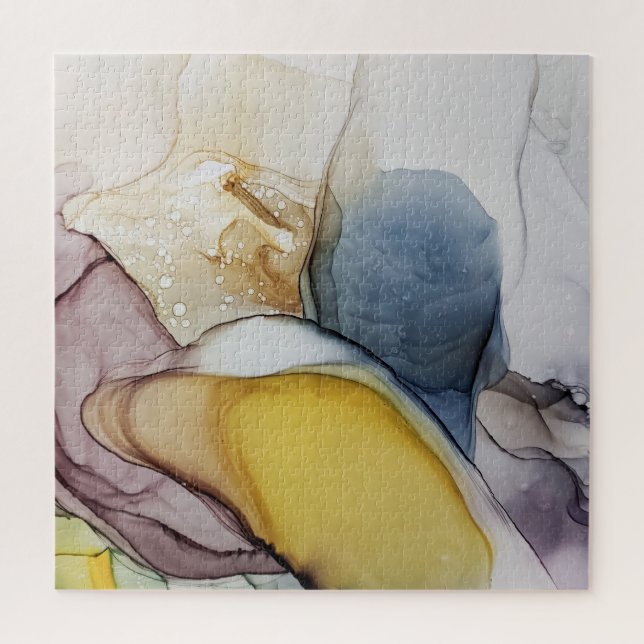 Quebra-cabeça Anéis de álcool, tom amarelo, abstrato. (Vertical)