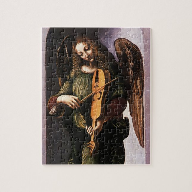 Quebra-cabeça Angel em verde com Vielle de Leonardo da Vinci (Vertical)