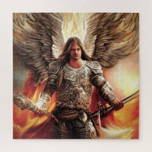 Quebra-cabeça Angel Of Protection In Armor Watercolor Orange
