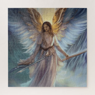 Quebra-cabeça Angel Of Protection In Light Blue Watercolor