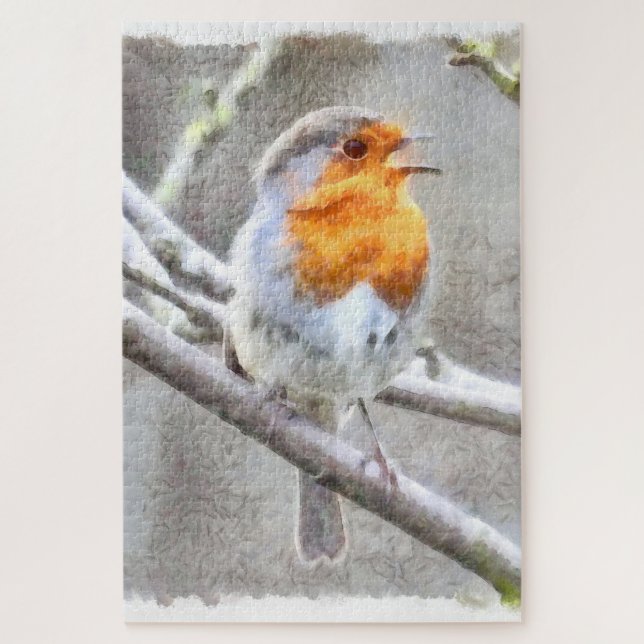 Quebra-cabeça Angelic Robin Watercolor (Vertical)