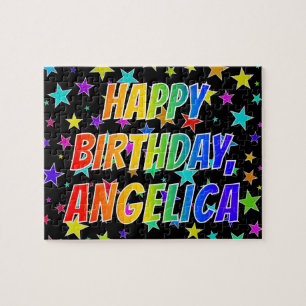 Quebra-cabeça "ANGELICA" Primeiro Nome, Diversão "FELIZ ANIVERS