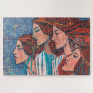 Quebra-cabeça Angels Art Nouveau Ginger Auburn Red Hair Mulheres