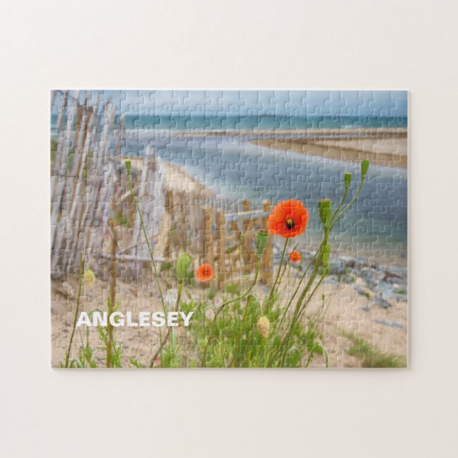Quebra-cabeça Anglesey Wales Scenic View Beach E Wild Poppies (Horizontal)