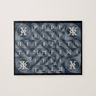 Quebra-cabeça anglo-saxão Futhorc Rune alfabeto