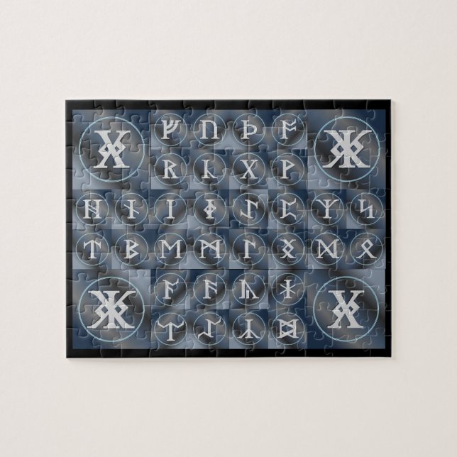 Quebra-cabeça anglo-saxão Futhorc Rune | alfabeto  (Horizontal)