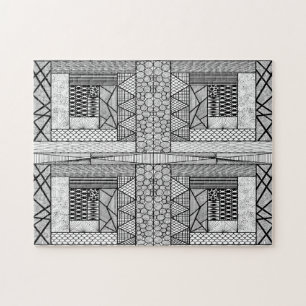 Quebra-cabeça Ângulo das linhas e dos círculos a preto e branco