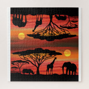 Quebra-cabeça Animais Africanos no Sunset Serengeti