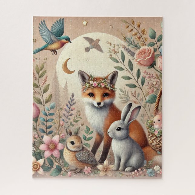 Quebra-cabeça Animais Caprichosos da Floresta Rústica (Vertical)