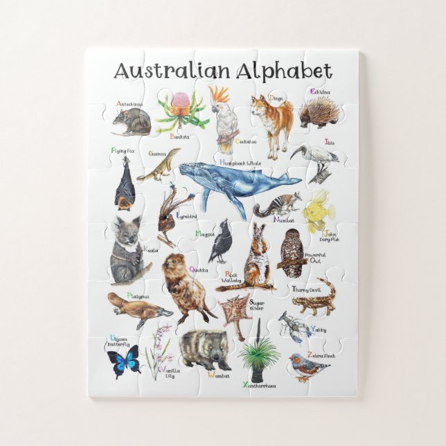 Quebra-cabeça Animais da Austrália Alfabeto  (Vertical)