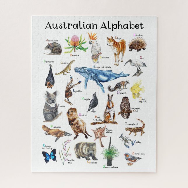 Quebra-cabeça Animais da Austrália Alfabeto  (Vertical)