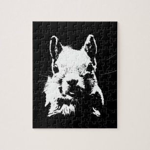 Quebra-cabeça Animais de Pop de Arte Esquilo Pretos e Brancos