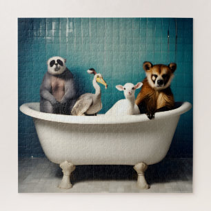 Quebra-cabeça Animais engraçados no banheiro