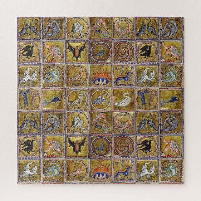 QUEBRA-CABEÇA ANIMAIS MÉDIOS BESTIÁRIOS, FANTÁSTICOS, AZUL VERME (Vertical)