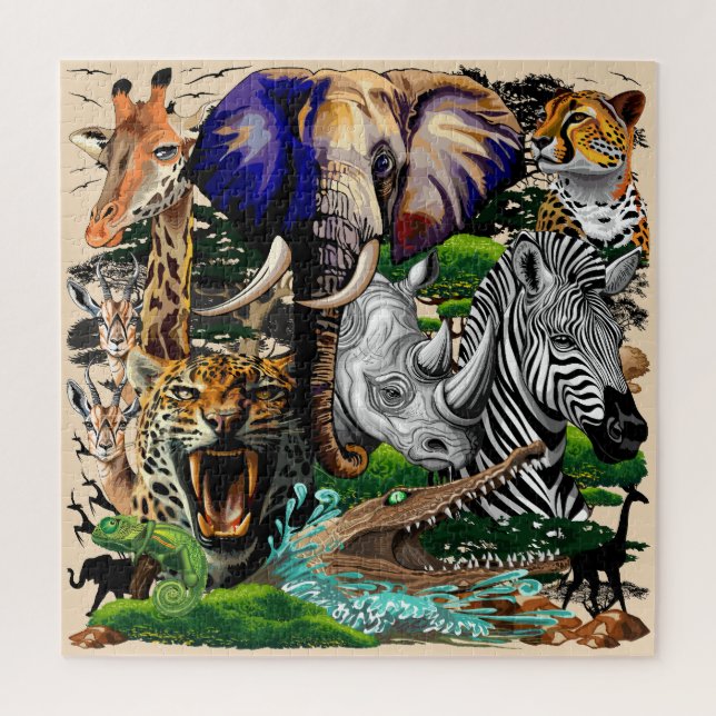 Quebra-cabeça Animais Selvagens da savana africana (Vertical)