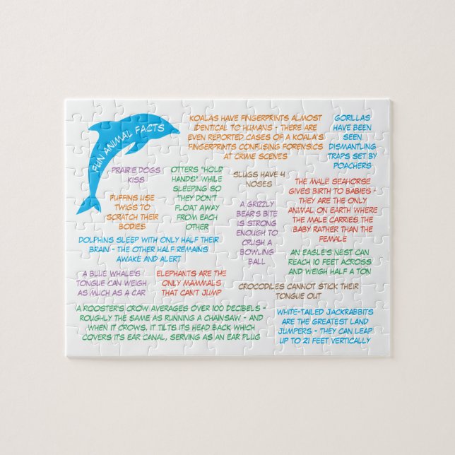 Quebra-cabeça Animais Selvagens Fatos Diversos Adultos e Criança (Horizontal)