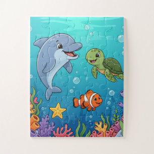 Quebra-cabeça Animais Subaquáticos Puzzle Infantil Golfinho Ta