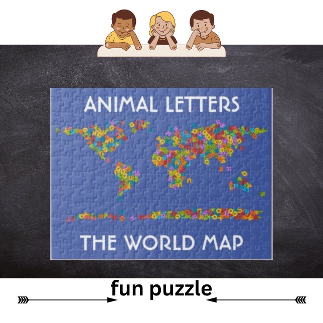 Quebra-cabeça "Animal Letters World Map Alphabet Jigsee Quebra-c (Criador carregado)