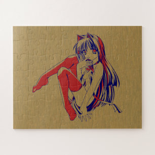 Quebra-cabeça Anime Kawaii, Manga Americana Neko Catgirl