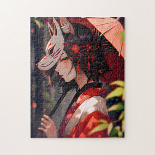Quebra-cabeça Anime Kitsune Girl Cute Fox Fantasy Art